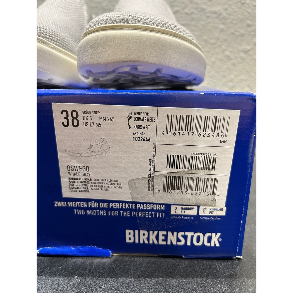 Birkenstock Barrie Slip On Sneaker Womens 38 L7 Grey Textile Suede New - Picture 10 of 10